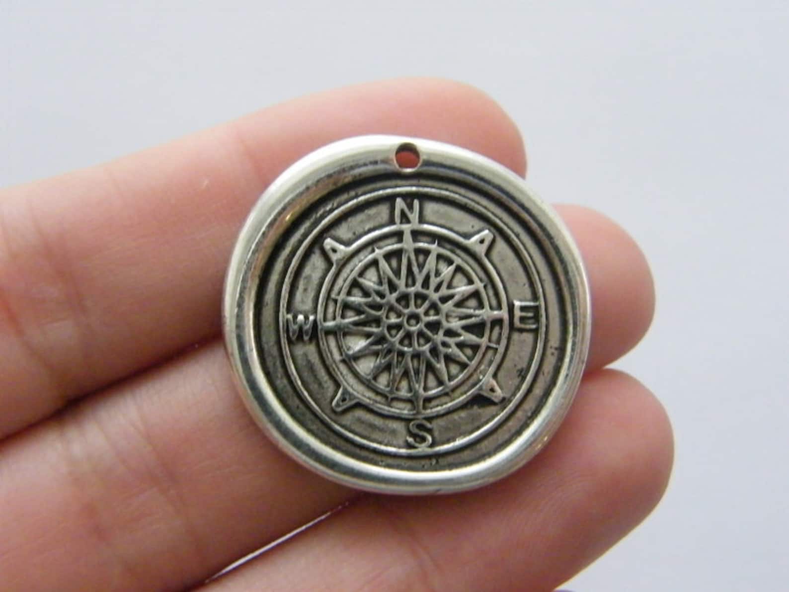 BULK 10 Waxed Seal Compass Charms Antique Silver Tone FF85 Etsy