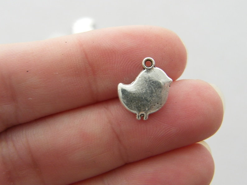 BULK 50 Bird charms antique silver tone B129 image 2