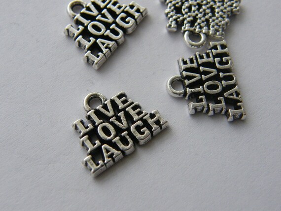 4 Live love laugh charms antique silver tone M617