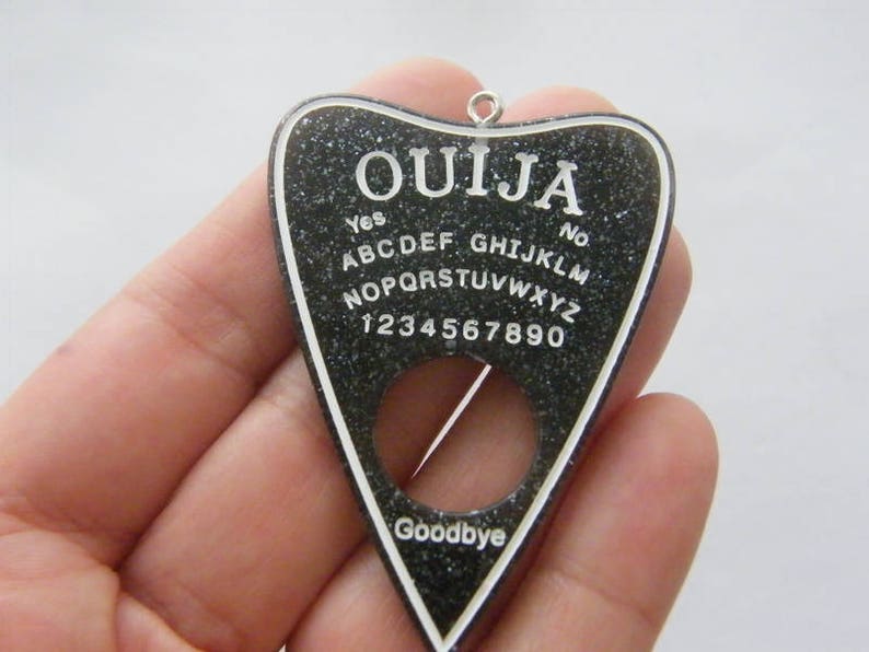 1 Ouija board pendant black glitter dust resin  charm HC214