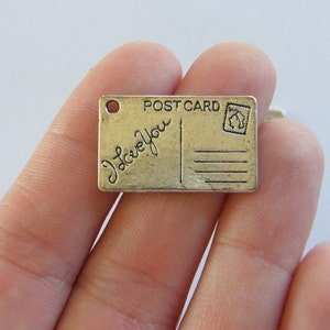 4 Postkarte Charms antike silber Ton P621