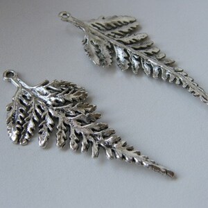 BULK 10 Leaf fern pendants antique silver tone L1 image 4