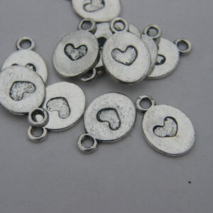14 Heart charms antique silver tone H40 image 3
