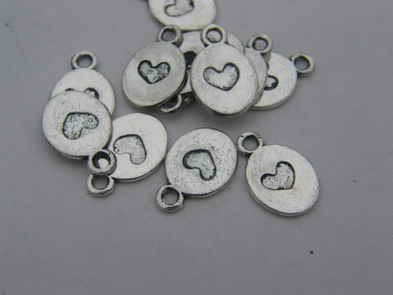 14 Heart charms antique silver tone H40 image 3