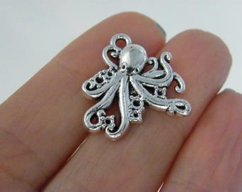 8 Octopus-bedels antiekzilverkleur FF15