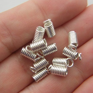 200 Coil end crimp fasteners 9 x 4mm silver plated 12851