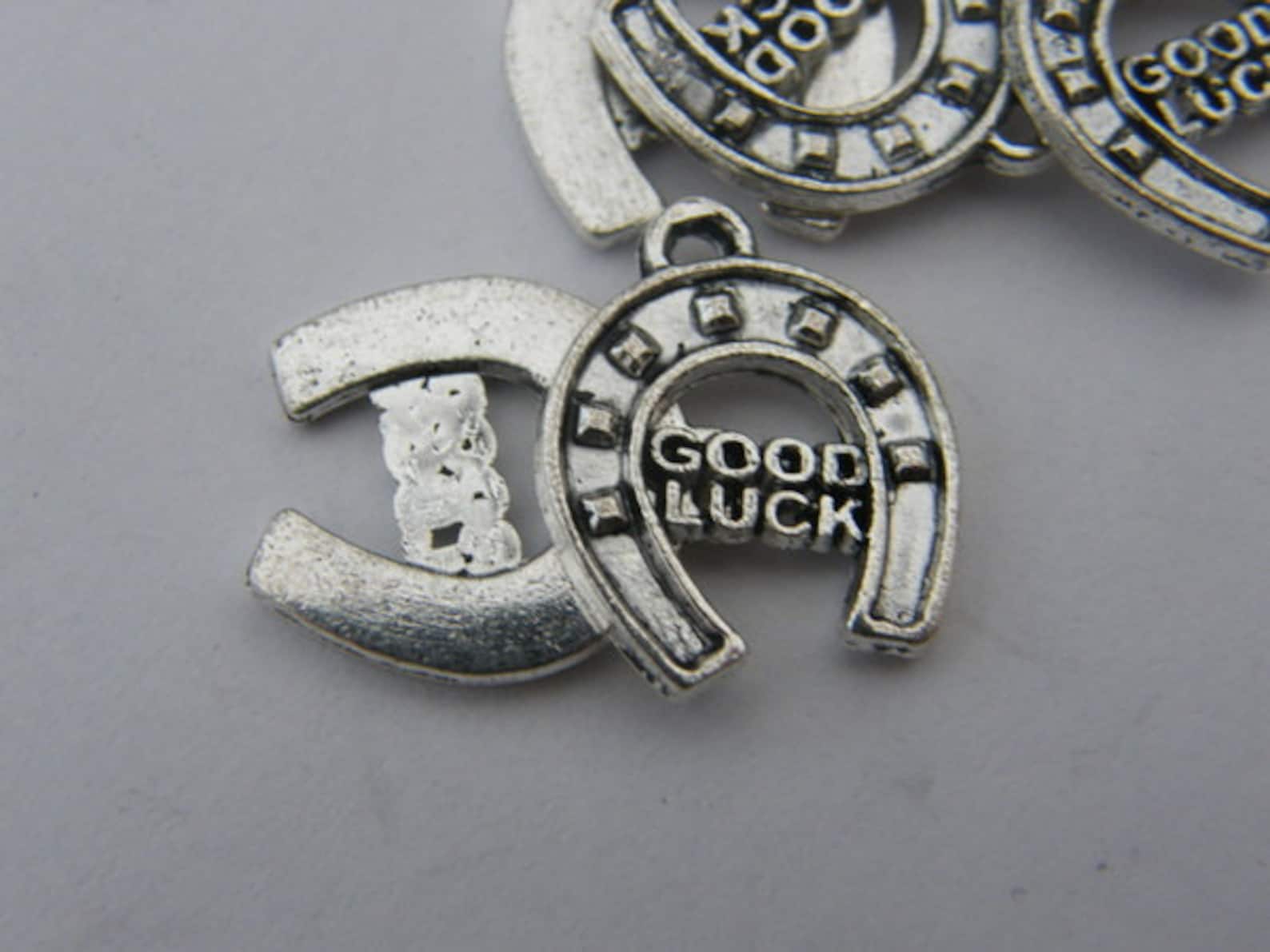 BULK 50 Good Luck Horseshoe Charms Antique Silver Tone A548 Etsy