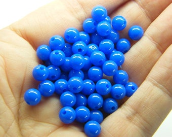 120 Royal blue round 6mm beads acrylic AB616 - SALE 50% OFF