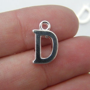 8 Letter D alphabet charms silver plated image 1