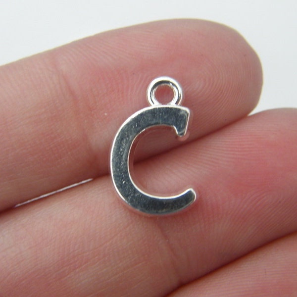 8 lettres C alphabet charms plaqué argent