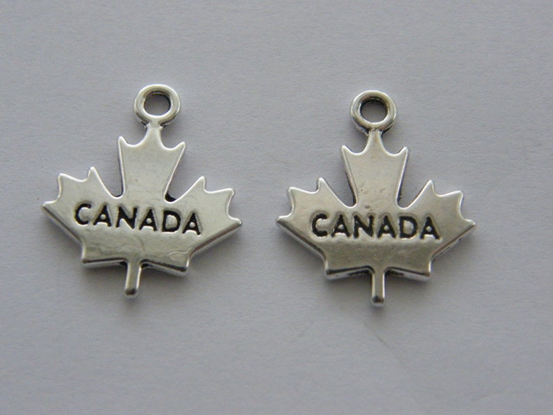 BULK 20 Canada charms antique silver tone WT103
