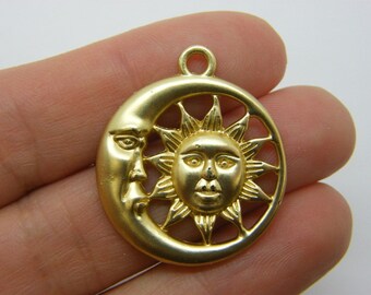 Ciondoli Celestiali In Ottone Placcato Oro 18K - 8 Pezzi, Forme Sole, Luna, Stelle Con Strass, Per Gioielli Fai Da Te