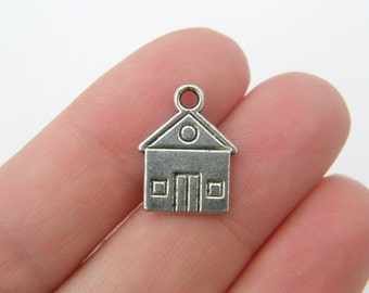 BULK 50 House charms antique silver tone P48