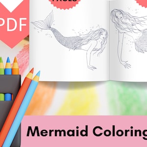Mermaid Coloring Pages - Adult And Kids Coloring Book, Underwater Mermaid Fantasy Coloring Sheets, Instant Download, Printable