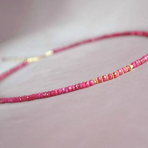 Ruby necklace, precious gemstone jewelry, July birthstone, gift for her image 1