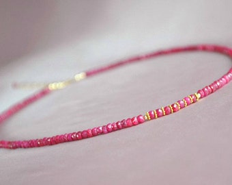 Ruby necklace, precious gemstone jewelry, July birthstone, gift for her