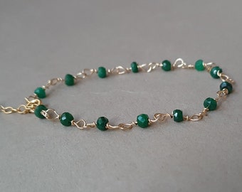 Emerald bracelet, May birthstone,  gift for her, green beaded bracelet, emerald jewelry