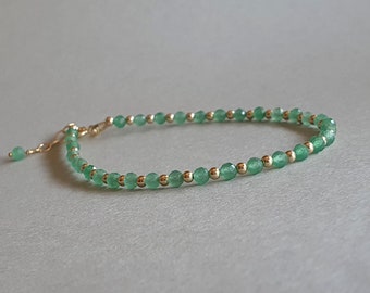 Gold aventurine bracelet, gift for her, stacking bracelet, aventurine jewelry, green gemstone