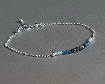 Raw Diamond Bracelet: Ombre Sterling Silver Chain, April Birthstone