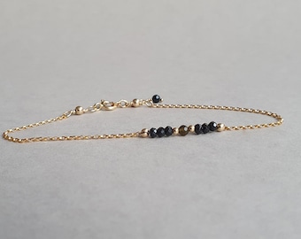 Bracelet en tourmaline noire et obsidienne : bijoux de protection en or rempli