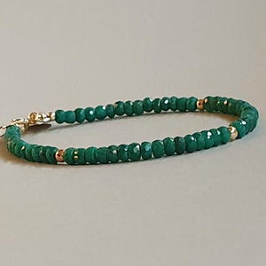 Emerald bracelet, May birthstone, initial bracelet , personalized gift for women, emerald jewelry, stackable bracelet