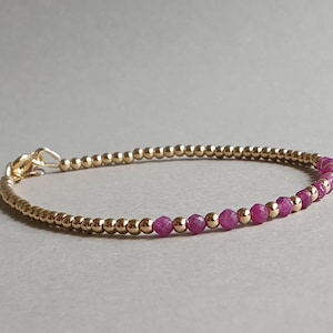 Gold Filled Ruby Bracelet: July Birthstone Stacking Jewelry