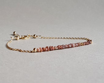 Zartes braunes Rohdiamant Armband: Gold Filled Kette, April Geburtsstein