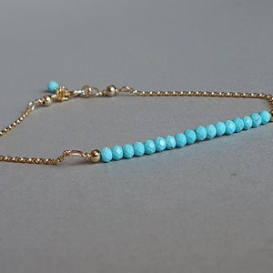 Gold chain turquoise bracelet, minimalist bracelet, gift for her, December birthstone, turquoise jewelry