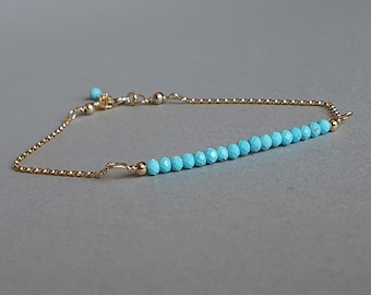 Gold chain turquoise bracelet, minimalist bracelet, gift for her, December birthstone, turquoise jewelry