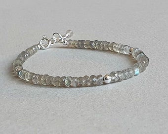 Labradorite bracelet, stackable bracelet, labradorite jewelry, genuine gemstone, gift for her