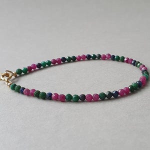 Ruby Sapphire Emerald Bracelet: Gold Filled Gemstone Jewelry