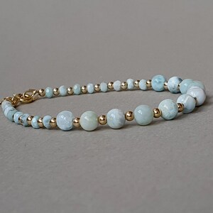 Larimar bracelet, throat chakra jewelry, genuine larimar stone jewelry, blue healing bracelet