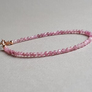Pink Tourmaline Bracelet: Delicate Gold Filled Gemstone Jewelry