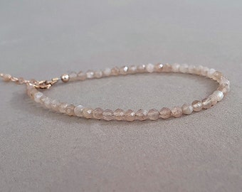 Peach moonstone bracelet, June birthstone, gift for her, moonstone jewelry