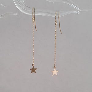 Long gold earrings, gold star earrings, gold filled jewelry, star charm