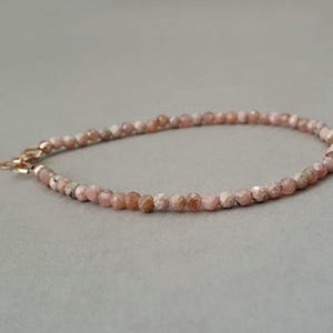 Pink Rhodochrosite Bracelet: Gold Filled Healing Gemstone Jewelry