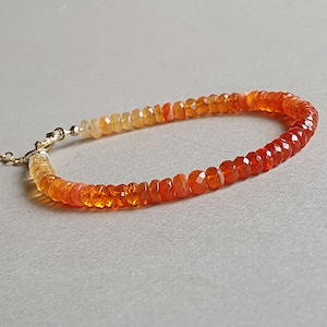 Fire Opal Bracelet: Faceted Mexican Opal, Gold Filled - October Birthstone