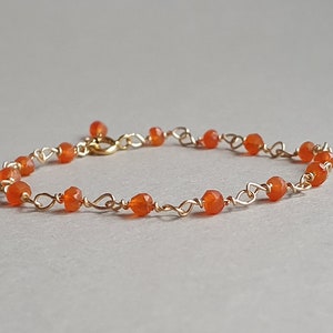 Carnelian Bracelet: Gold Filled Beaded Gemstone Jewelry