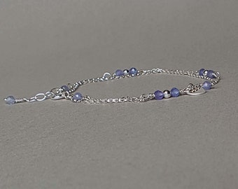 Silver tanzanite bracelet, minimalist stacking bracelet, tanzanite jewelry, gift for women