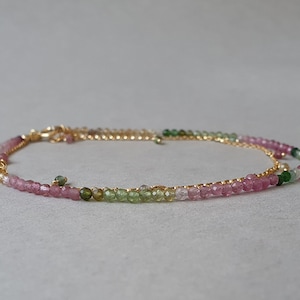 Multicolour tourmaline gemstone anklet, colorful ankle bracelet for women, summer ankle jewerly
