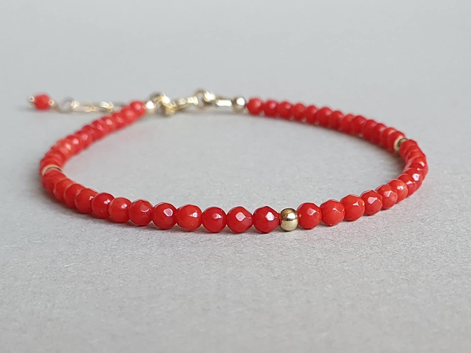 Red Coral Bracelet, Bracelet for Women, Red Coral Jewelry