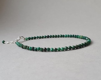 Gold emerald bracelet: gift for her, May birthstone