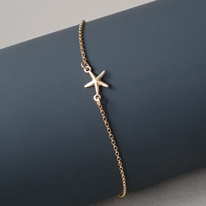 Bracelet été étoile De Mer (starfish) - Orange Et Vert - Résine - Neuf Sans Emballage