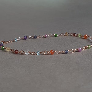 Colorful gemstone anklet, summer ankle bracelet for women, ankle jewerly