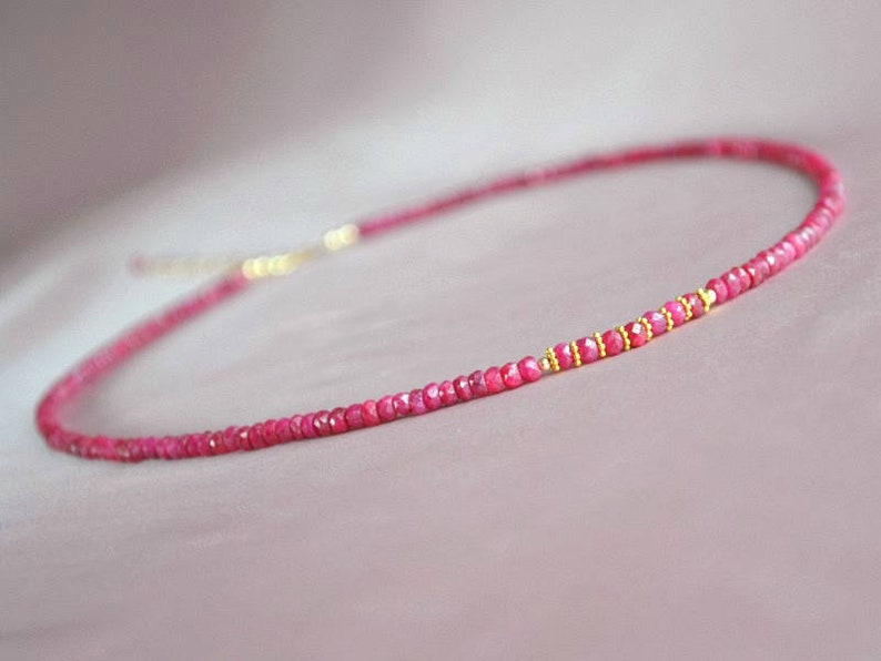 Ruby necklace, precious gemstone jewelry, July birthstone, gift for her image 1