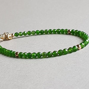 Chrome diopside bracelet, gift for her, green gemstone stacking bracelet, jewelry for women