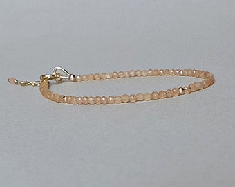 Peach moonstone bracelet, June birthstone, gift for her, moonstone jewelry