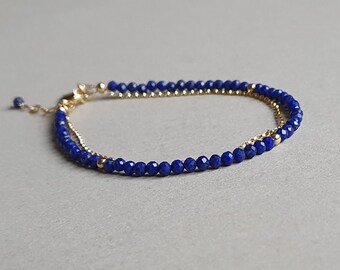 Lapis lazuli bracelet,  hand stamped initial jewelry, personalized gift, royal blue gemstone