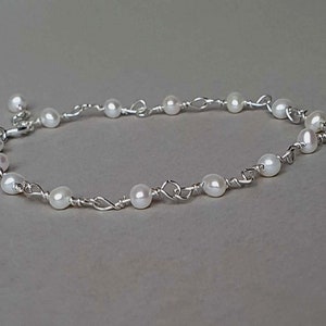 Silver pearl bracelet, June birthstone gift, bridesmaid gift, delicate pearl jewelry