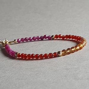 Ruby Carnelian Citrine Bracelet: Gold Filled Gemstone Jewelry